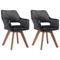 Stuhl KLARA  2er-Set anthrazit Vintage Samt Holz B/H/T: ca. 52x89x63,5 cm KLARA  2er-Set - anthrazit (52,00/89,00/63,50cm) - byLIVING