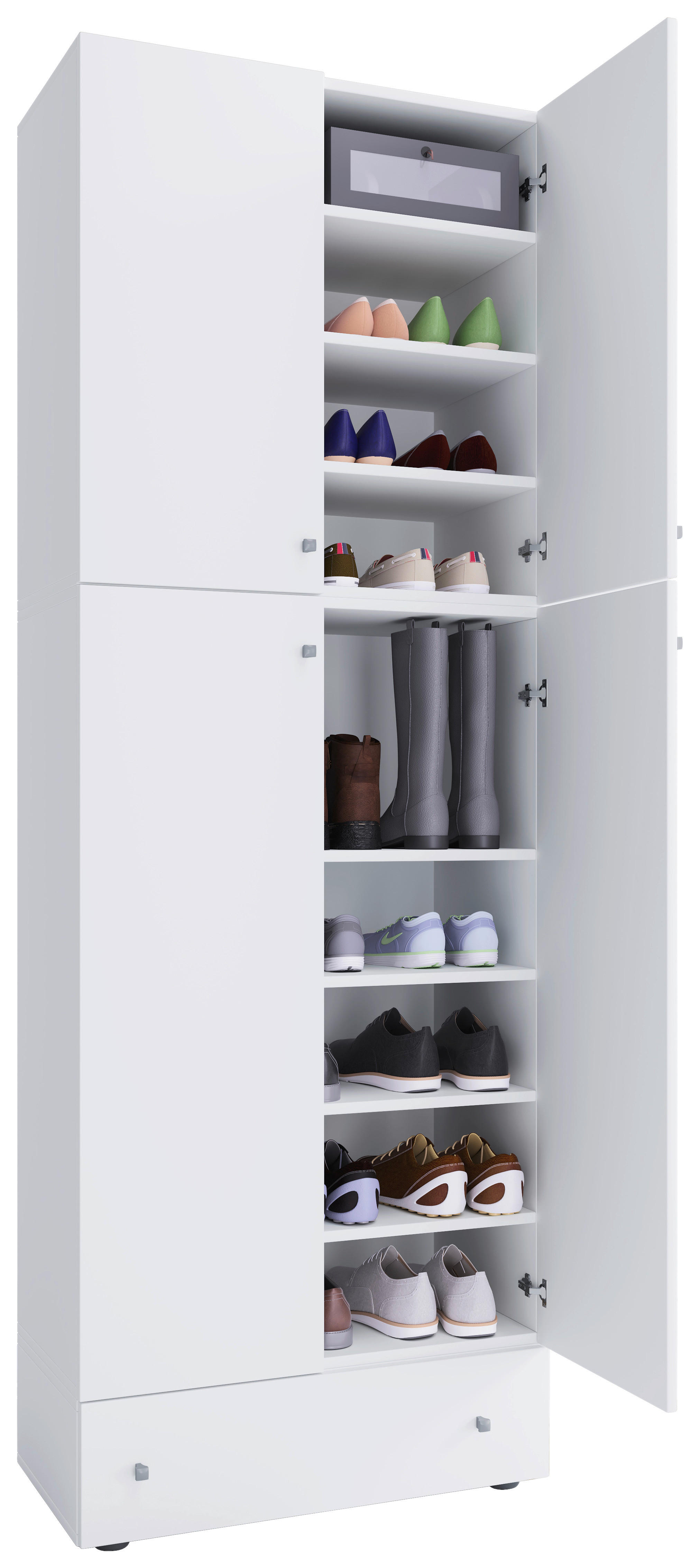 Schuhschrank Lona weiß B/H/T: ca. 70x200x39 cm Lona - weiß (70,00/200,00/39,00cm) - VCM Möbel