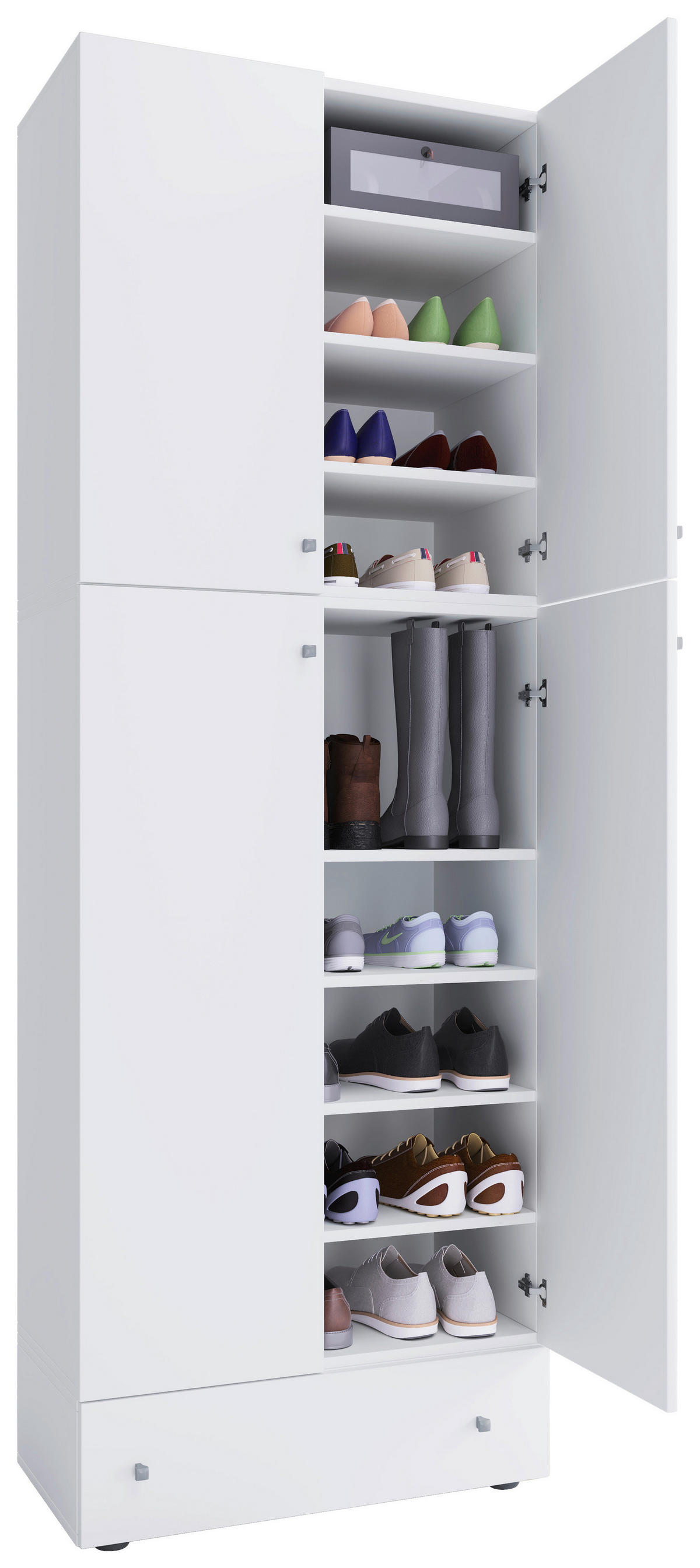 Schuhschrank Lona weiß B/H/T: ca. 70x200x39 cm Lona - weiß (70,00/200,00/39,00cm) - VCM Möbel