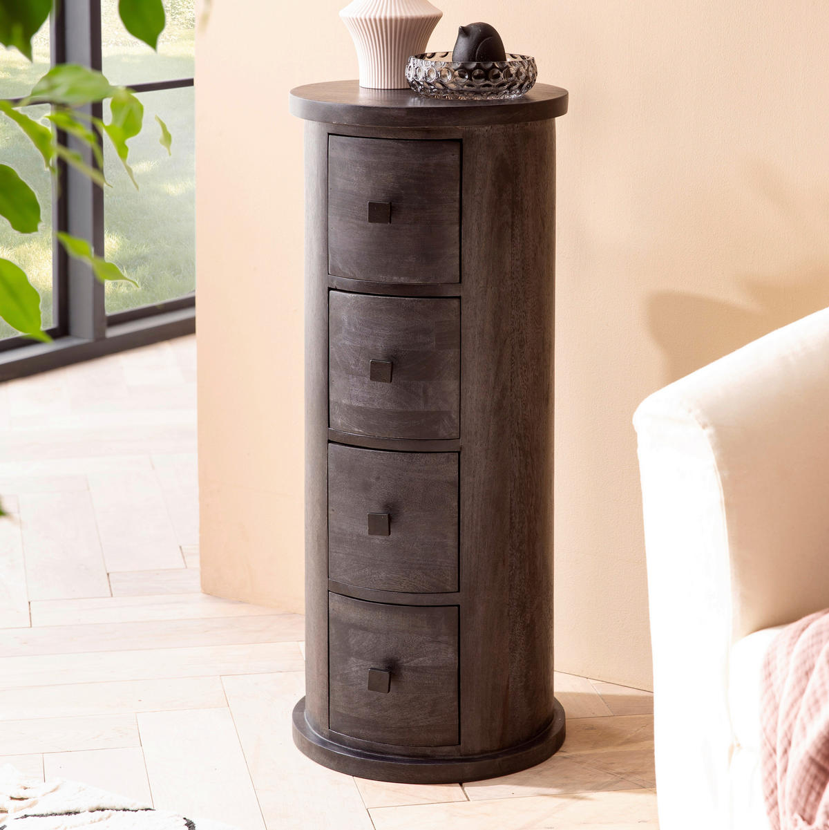 Sideboard schwarz B/H/T: ca. 34x85x34 cm Sideboard - schwarz (34,00/85,00/34,00cm) - Wohnling