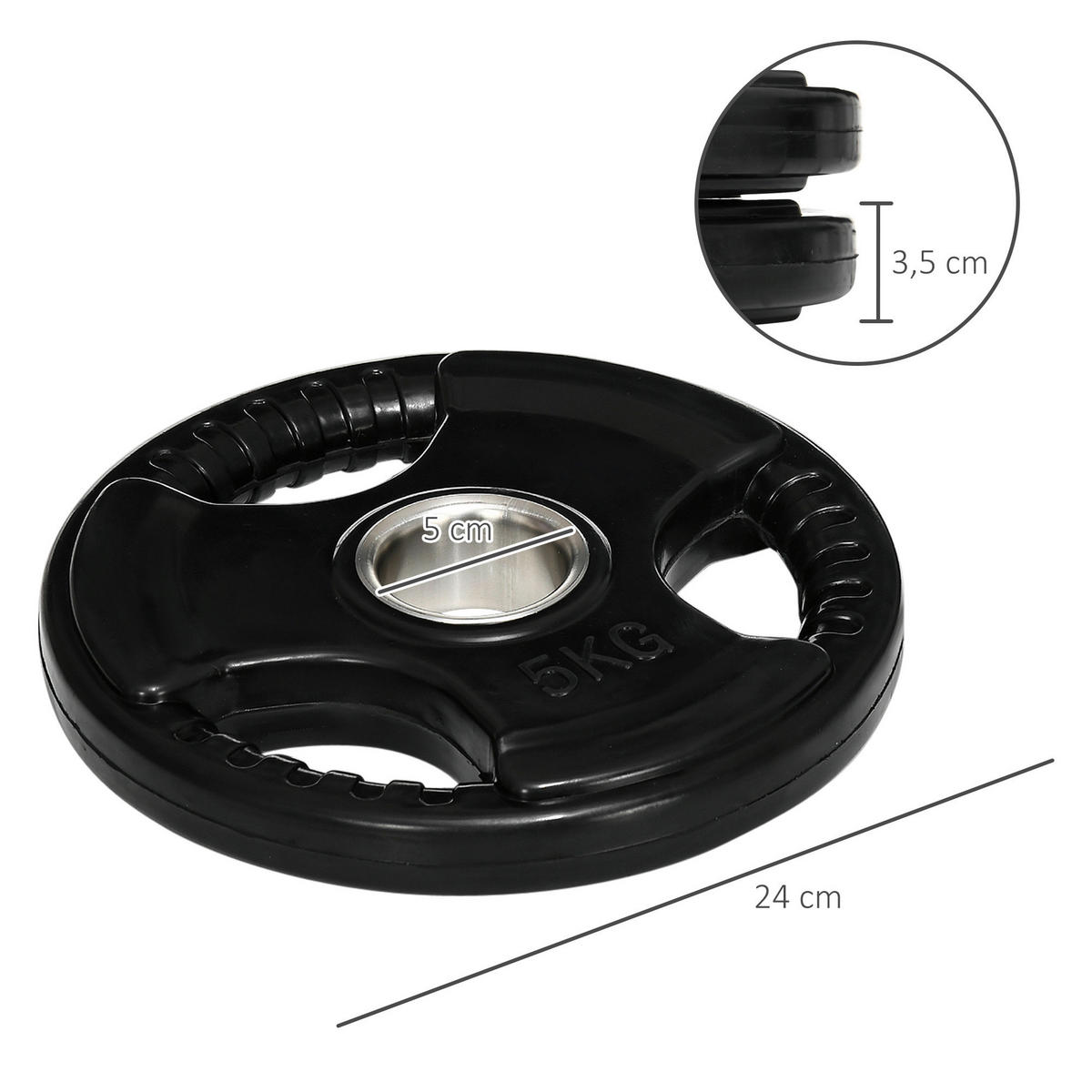 SPORTNOW Hantelscheibe schwarz Edelstahl B/H/L: ca. 24x24x3,5 cm Hantelscheibe - schwarz (3,50/24,00/24,00cm) - SPORTNOW