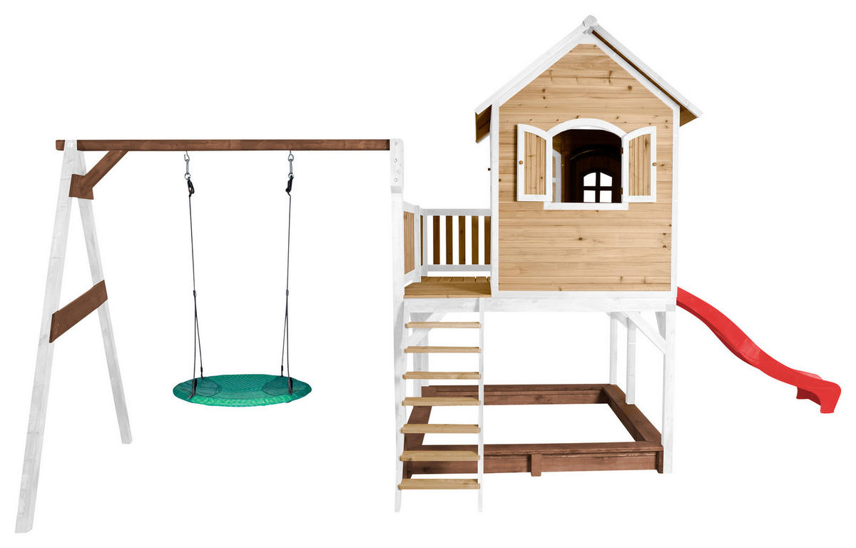 AXI Spielhaus Liam braun B/H/L: ca. 541x291x277 cm Liam - braun/weiß (277,00/541,00/291,00cm) - AXI