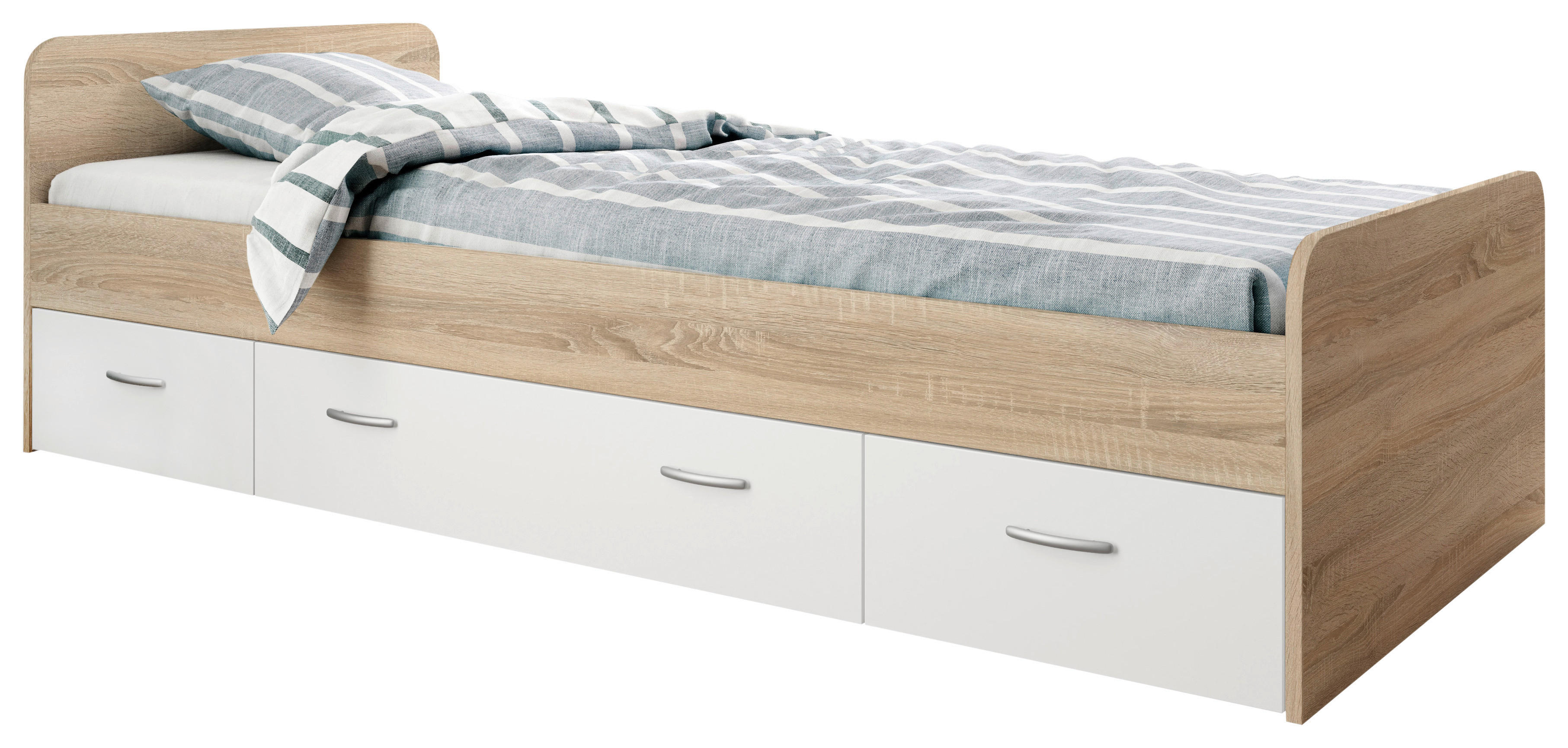 Jugendbett Eiche Sonoma Nachbildung Boro_Jugendbett - Eiche/weiß