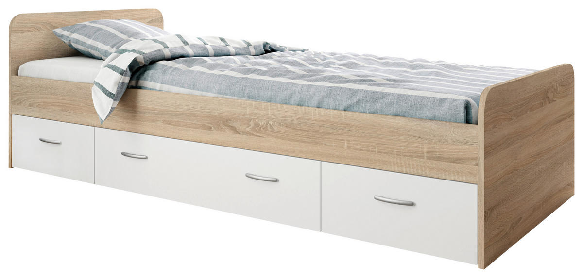 Jugendbett Eiche Sonoma Nachbildung Boro_Jugendbett - Eiche/weiß