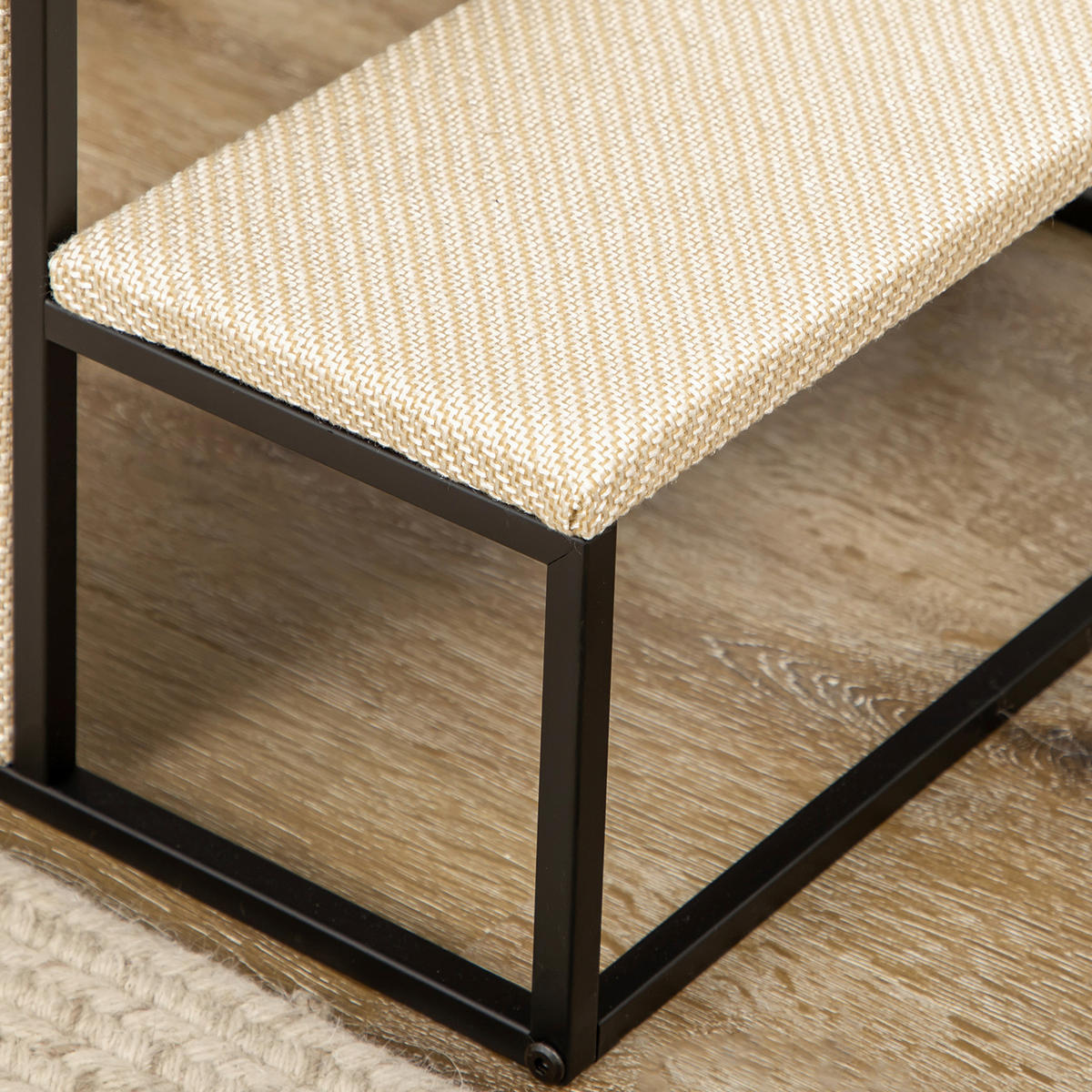 PawHut 3-stufige Haustiertreppe mit Kratzbrett schwarz Edelstahl B/H/L: ca. 54x51x53 cm Haustiertreppe - schwarz/cremeweiß (53,00/54,00/51,00cm) - PawHut