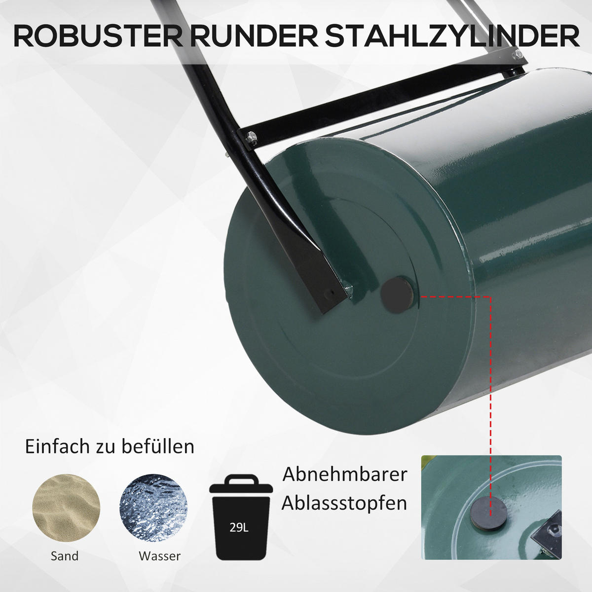 Outsunny Rasenwalze Rasenwalze 845-021 - dunkelgrau (102,00/50,00/30,00cm) - Outsunny