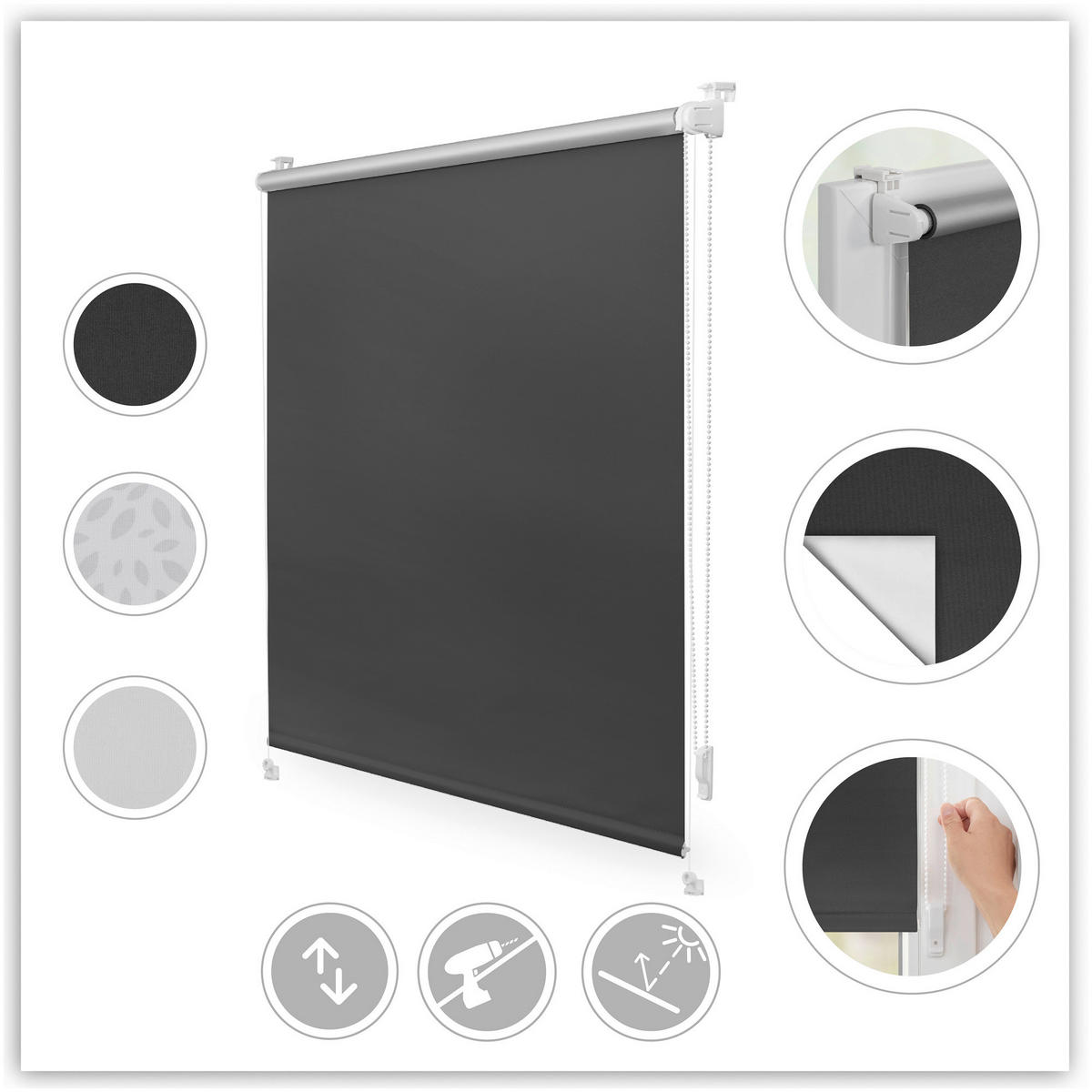 Thermo Klebe-/Klemmrollo Verdunklungsqualität anthrazit B/L: ca. 100x150 cm Rollo_Thermo_VD_Klemmfix - anthrazit (100,00/150,00cm) - LICHTBLICK