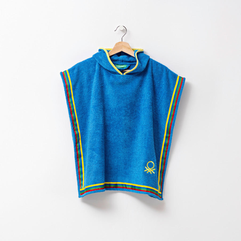Thumbnail - BENETTON Kinder-Badeponcho blau Baumwolle B/L: ca. 65x65 cm