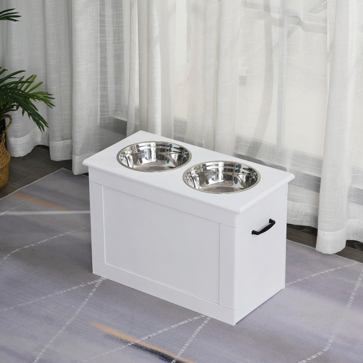 PawHut Futternapf weiß MDF B/H/L: ca. 60x41x30 cm Futternapf - weiß (30,00/60,00/41,00cm) - PawHut
