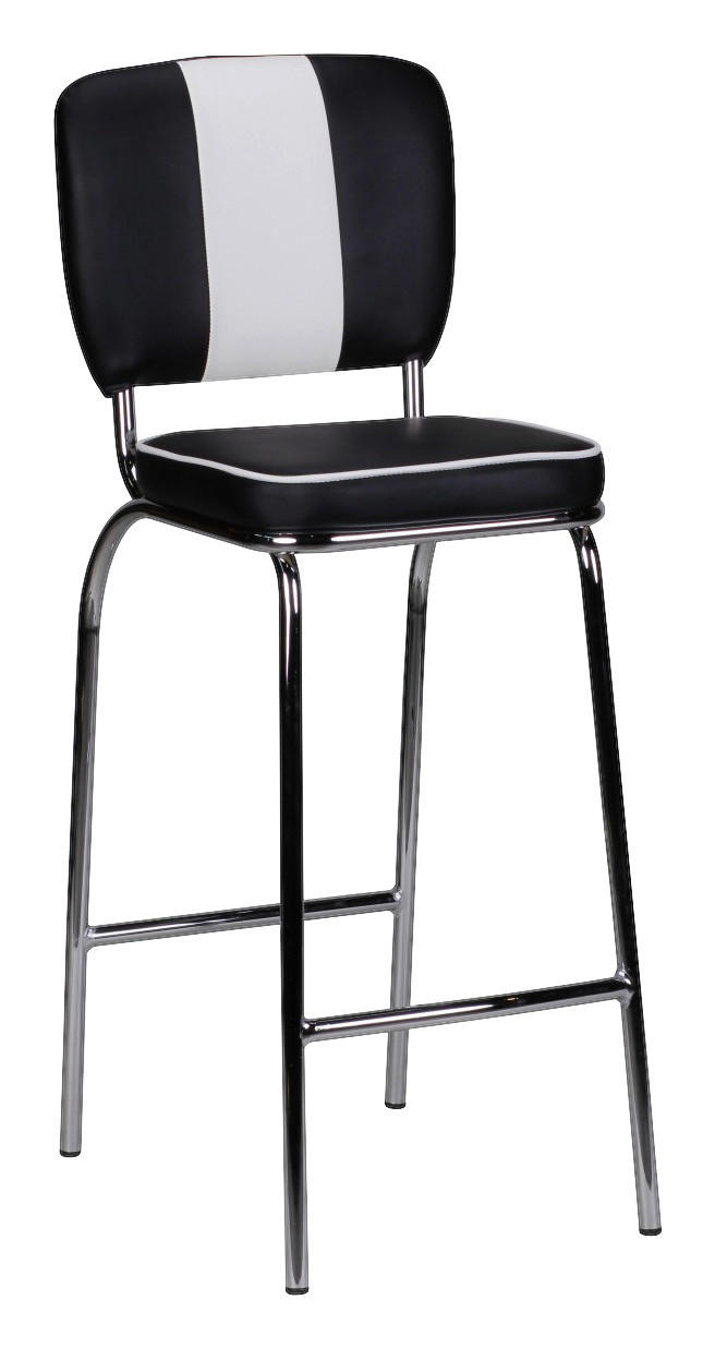 Barhocker schwarz weiß Chrom Kunstleder Kunstleder Metall B/H/T: ca. 40x110x38 cm Barstuhl Diner - weiß/schwarz (40,00/110,00/38,00cm) - Wohnling