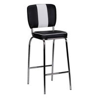 Barhocker schwarz weiß Chrom Kunstleder Kunstleder Metall B/H/T: ca. 40x110x38 cm Barstuhl Diner - weiß/schwarz (40,00/110,00/38,00cm) - Wohnling
