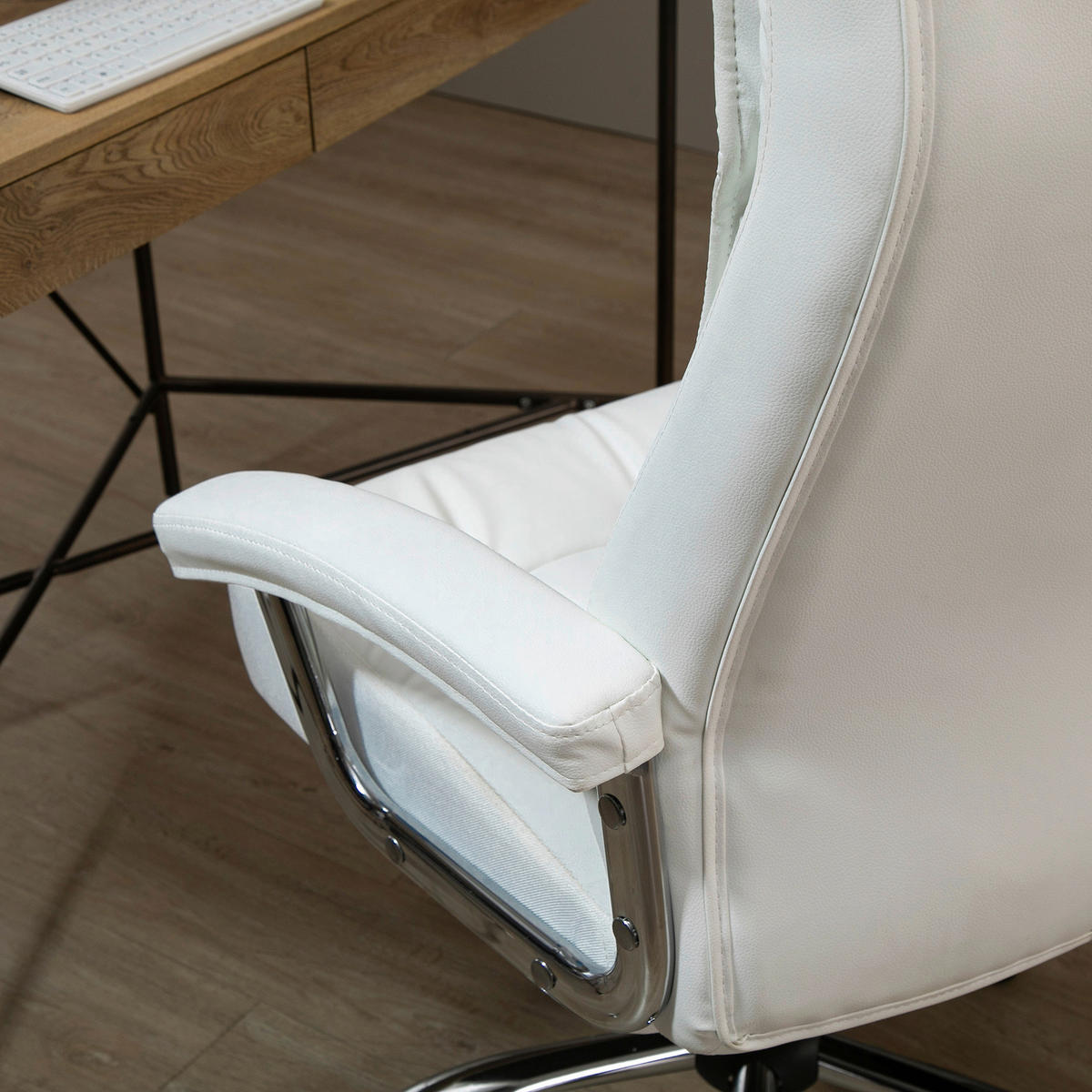 Drehstuhl 921-473WT weiß 921-473WT - weiß (66,00/121,00/69,00cm) - Vinsetto