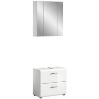 Badezimmer-Set ICE weiß weiß Hochglanz B/H/T: ca. 60x190x32 cm ICE - weiß (60,00/190,00/32,00cm) - xonox.home