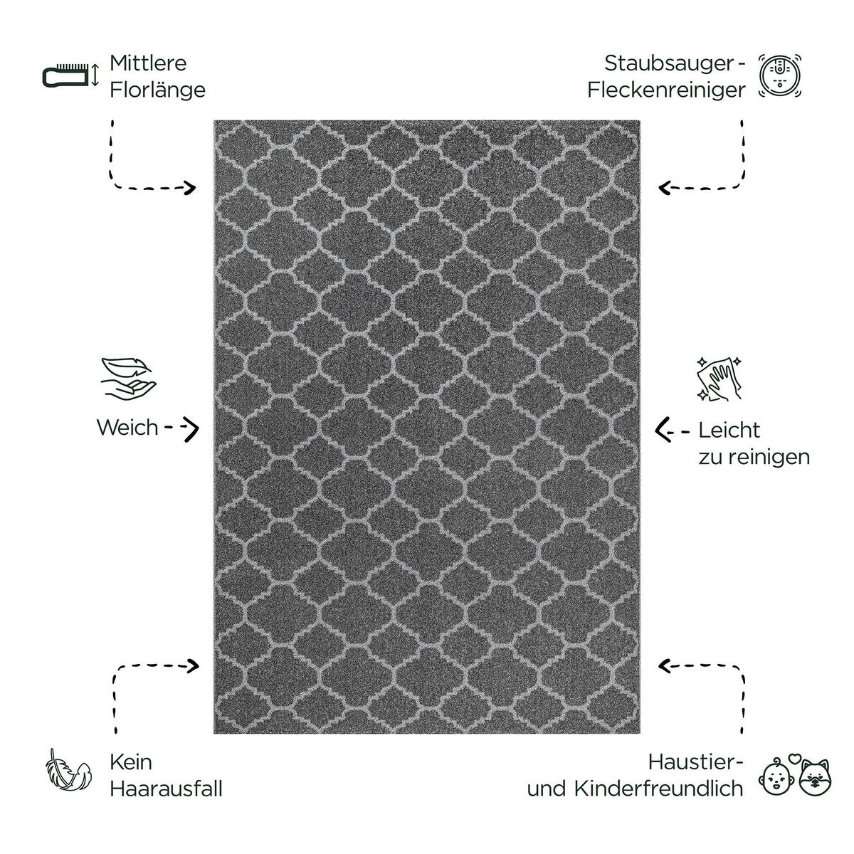 Sanat Teppich anthrazit B/L: ca. 340x240 cm Teppich_Boho_8202_240x340 - anthrazit (340,00/240,00cm) - Sanat