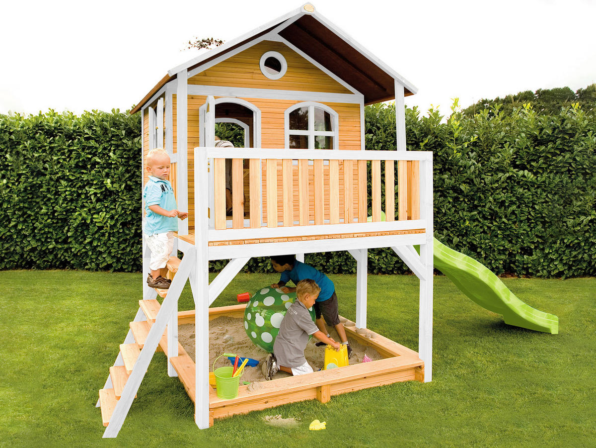 AXI Spielhaus Marc braun B/H/L: ca. 432x293x212 cm Marc - braun/weiß (212,00/432,00/293,00cm) - AXI