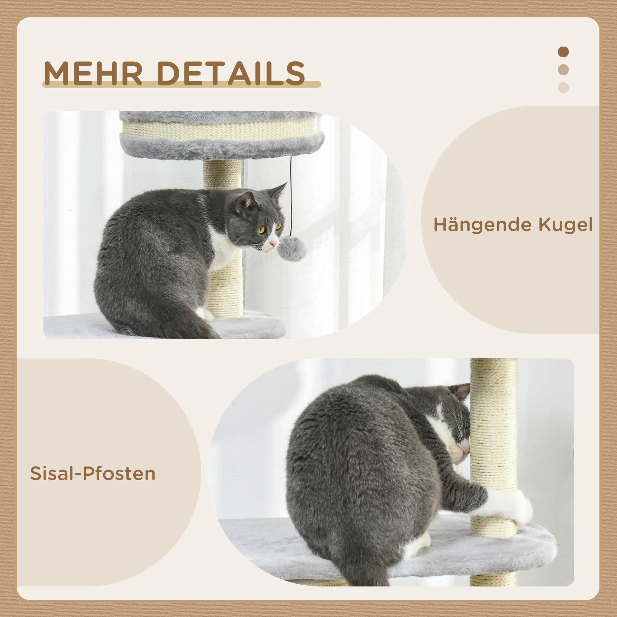 PawHut Kratzbaum grau Spanplatte B/H/L: ca. 35x100x59 cm Kratzbaum - grau (59,00/35,00/100,00cm) - PawHut