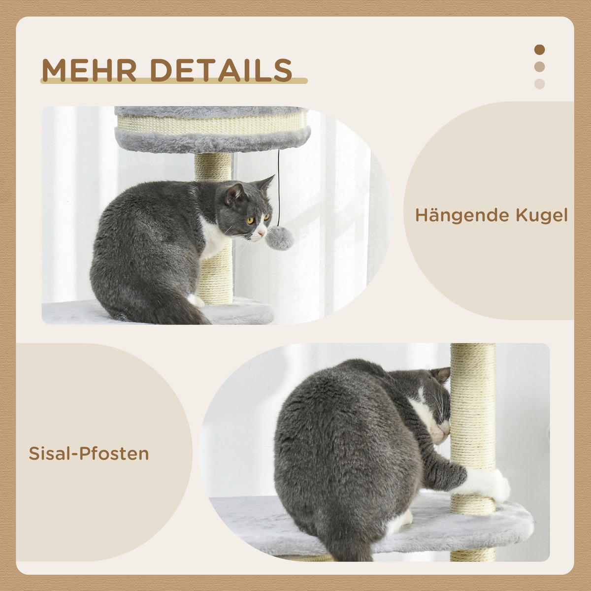 PawHut Kratzbaum grau Spanplatte B/H/L: ca. 35x100x59 cm Kratzbaum - grau (59,00/35,00/100,00cm) - PawHut