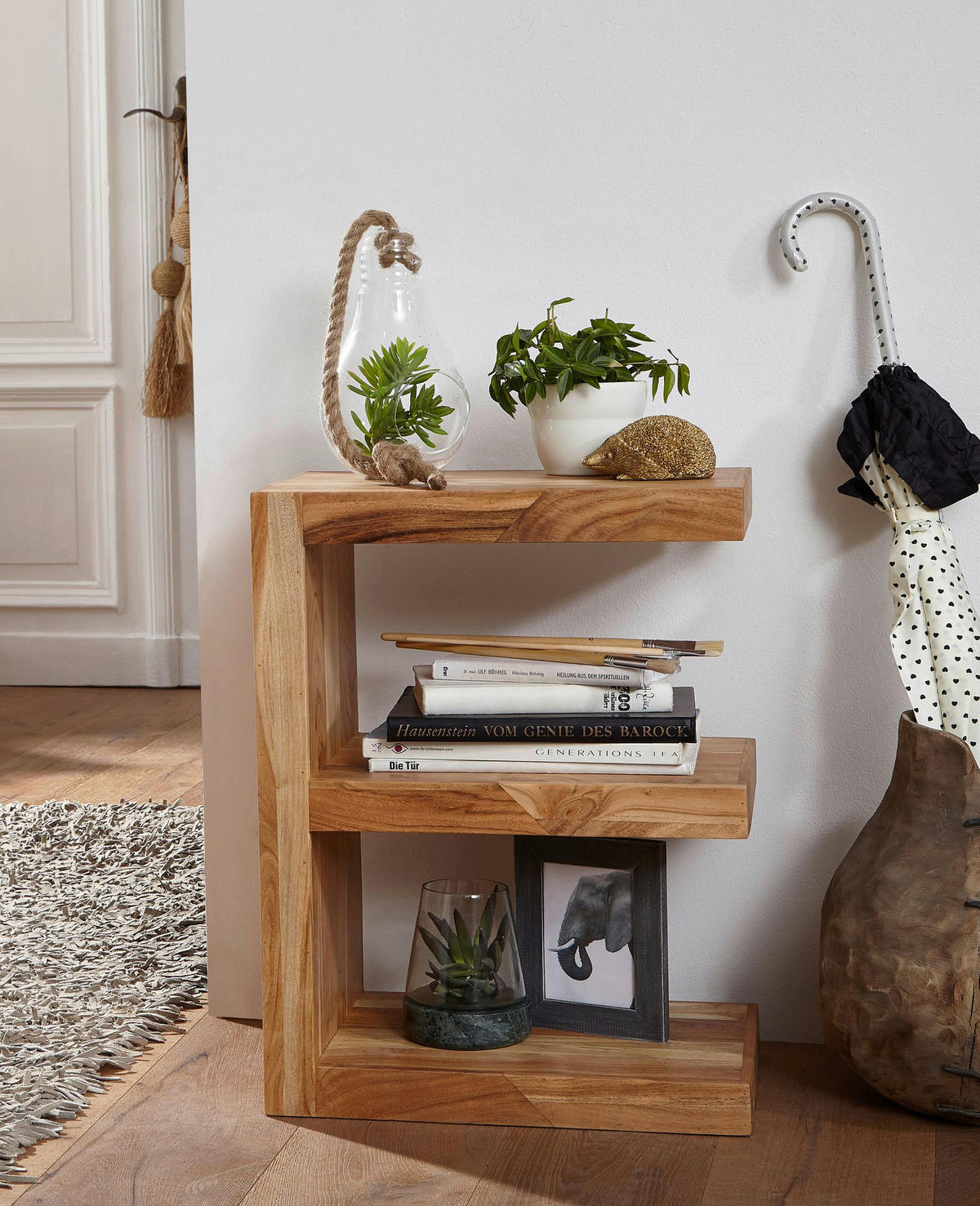 Beistelltisch natur Akazie B/H/T: ca. 45x60x30 cm Beistelltisch E Cube - natur (45,00/60,00/30,00cm) - Wohnling