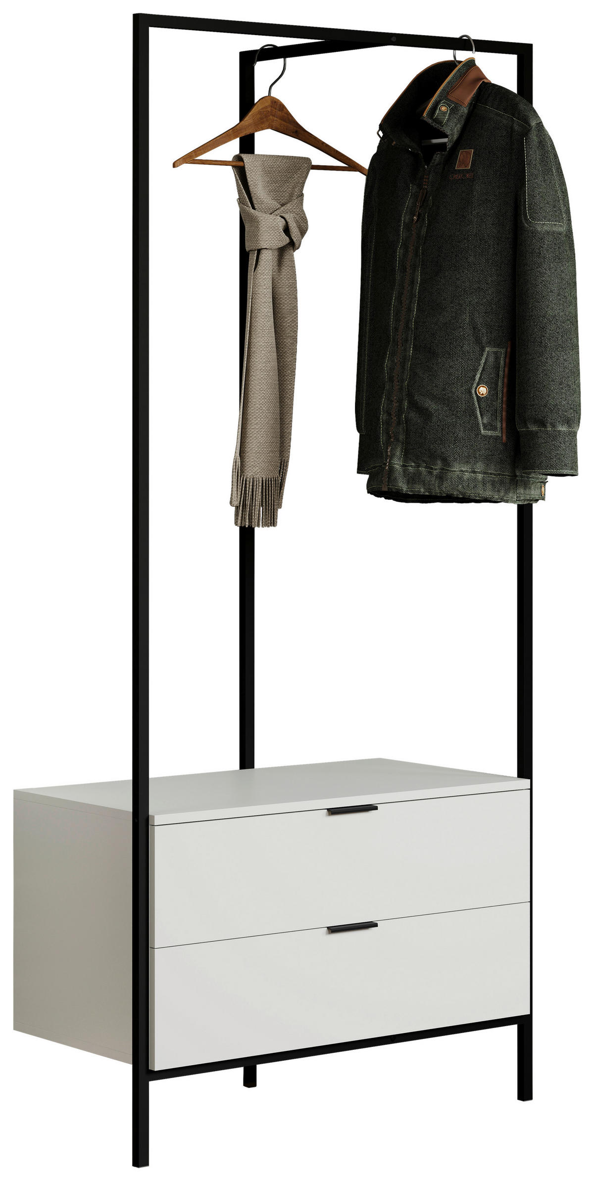 Garderobe Jody weiß matt schwarz B/H/T: ca. 85x190x47 cm Jody - weiß/schwarz (85,00/190,00/47,00cm) - Trendteam