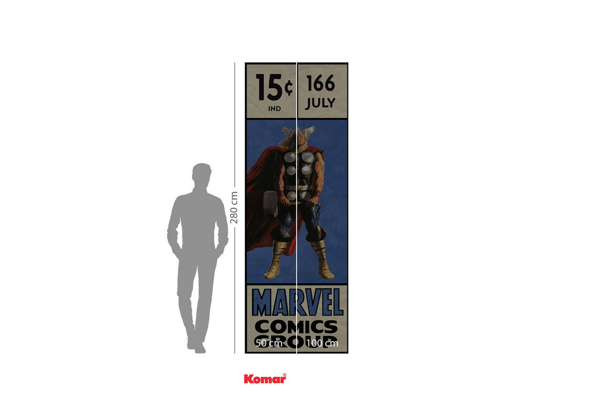 Komar Fototapete Thor Retro Comic Box IADX2-067 B/H: ca. 100x280 cm Thor Retro Comic Box IADX2-067 - (100,00/280,00cm) - Komar
