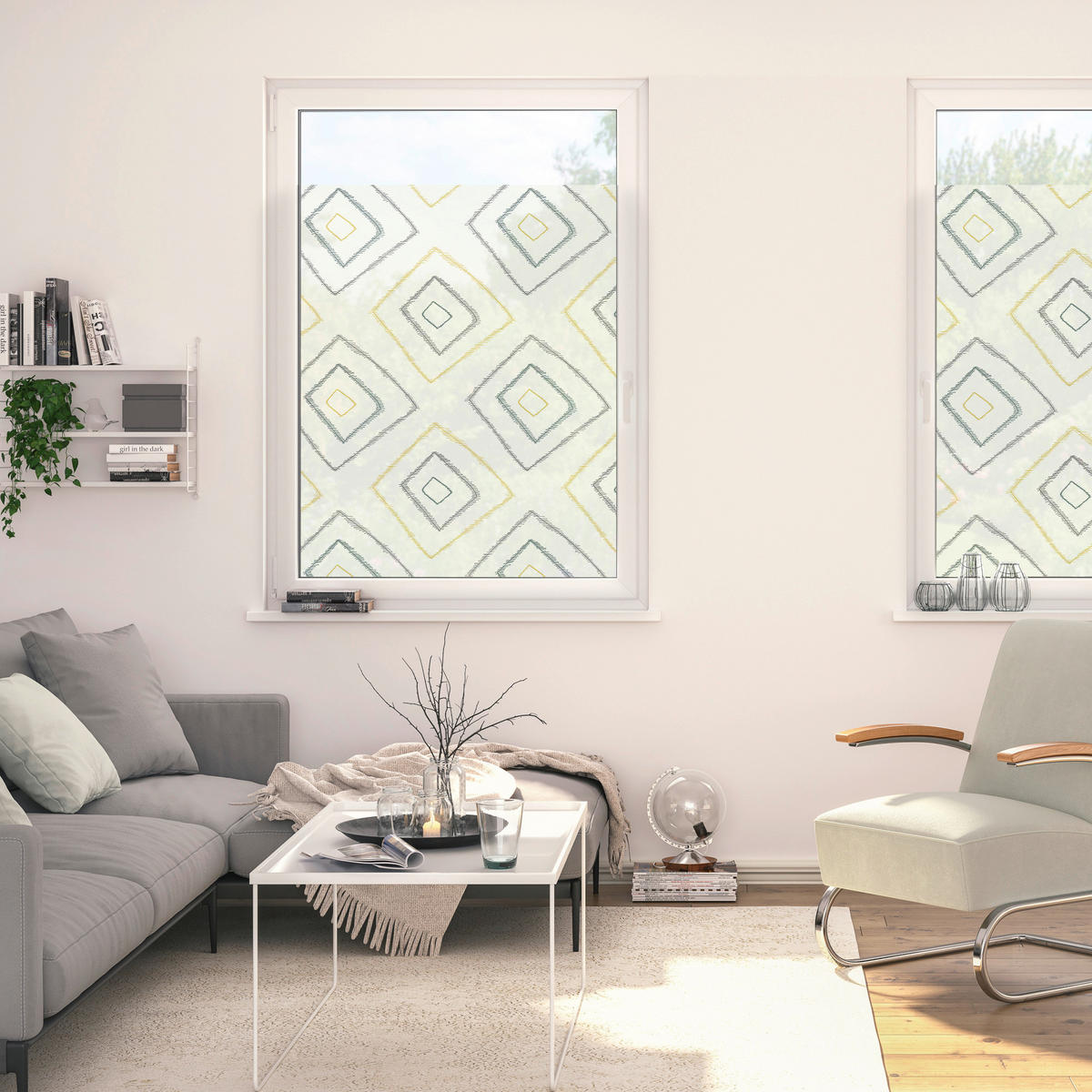 LICHTBLICK Fensterfolie Boho Drop Rectangle Grafik Boho Drop Rectangle beige B/L: ca. 100x180 cm Boho Drop Rectangle - beige (100,00/180,00cm) - LICHTBLICK