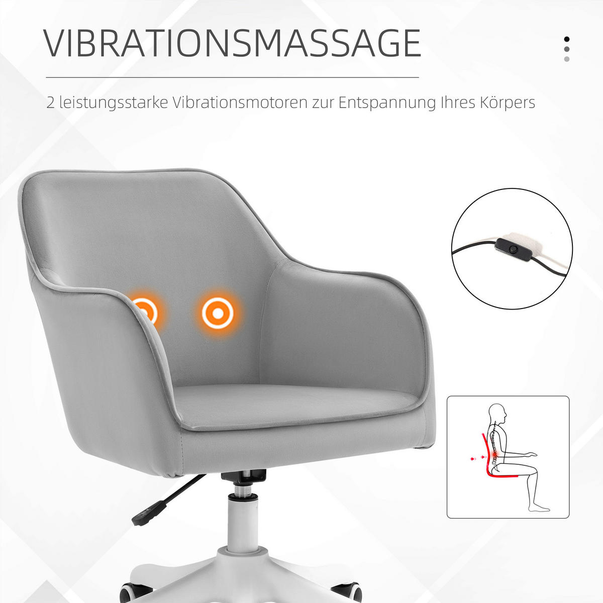 Drehstuhl 921-298V70GY grau 921-298V70GY - grau (55,00/86,00/65,00cm) - Vinsetto