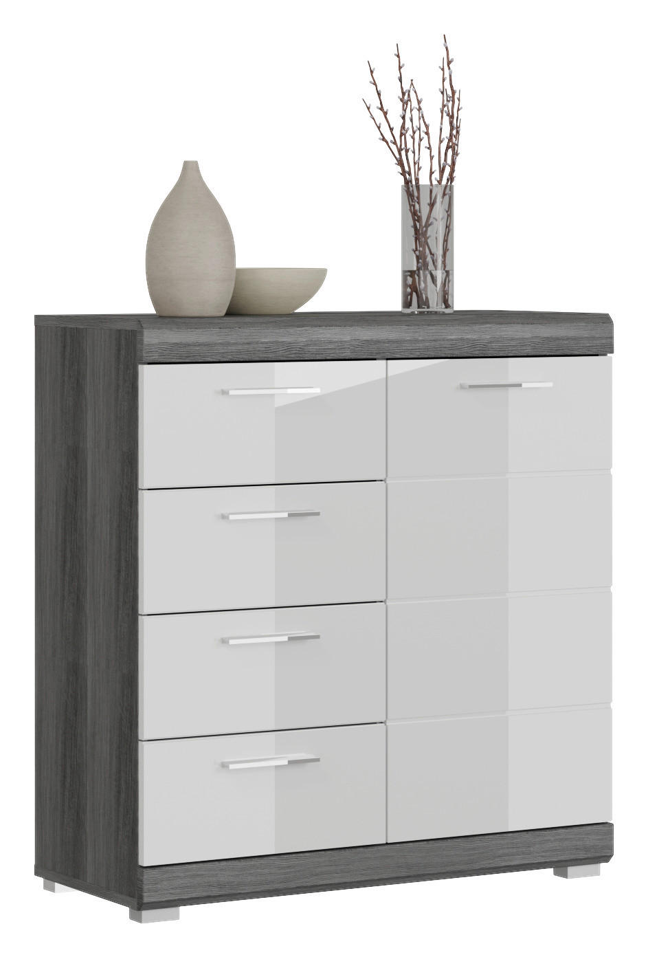 Kommode SCOUT Rauchsilber Nachbildung weiß Hochglanz B/H/T: ca. 80x85x37 cm SCOUT - weiß (80,00/85,00/37,00cm) - xonox.home