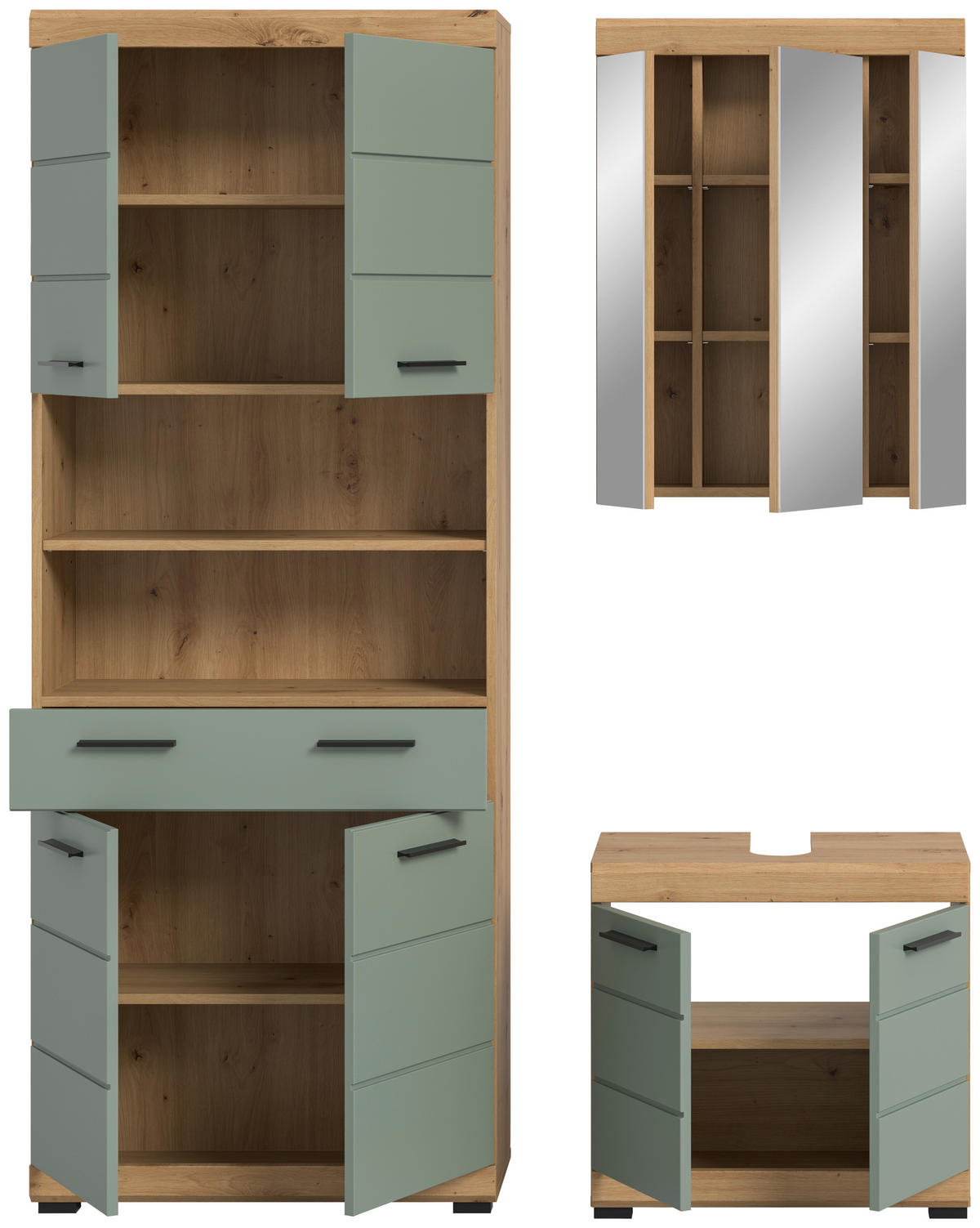 Badezimmer-Set Scout Eiche Artisan Nachbildung salbei Nachbildung B/H/T: ca. 149x34x191 cm Scout - Eiche/salbei (149,00/34,00/191,00cm) - xonox.home