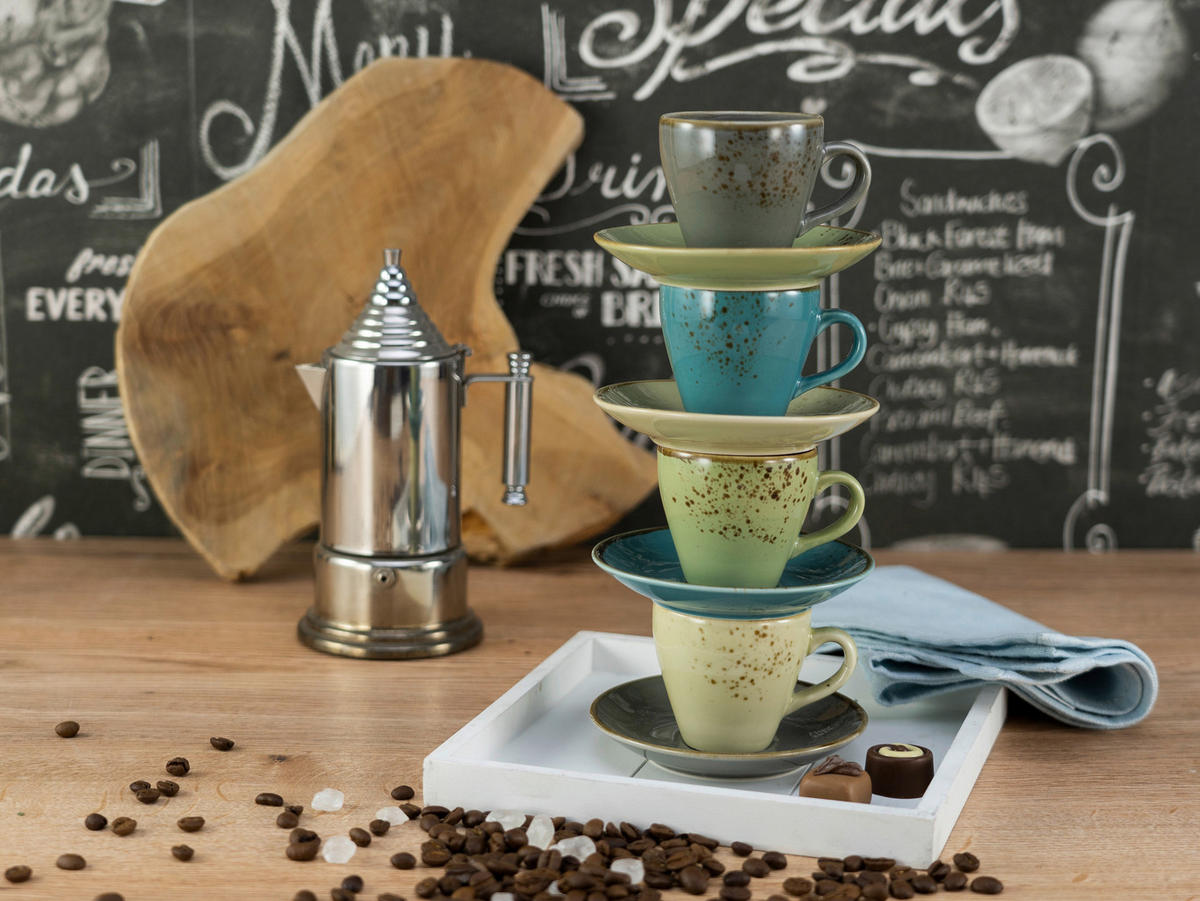 CreaTable Espresso-Set NATURE COLLECTION multicolor Steinzeug NATURE COLLECTION - multicolor - CreaTable