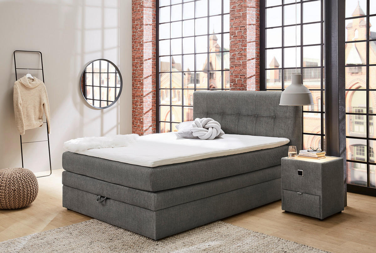 Boxspringbett  grau Liegefläche B/L: ca. 140x200 cm Amy_Boxspringbett - grau (157,00/40,00/220,00cm)