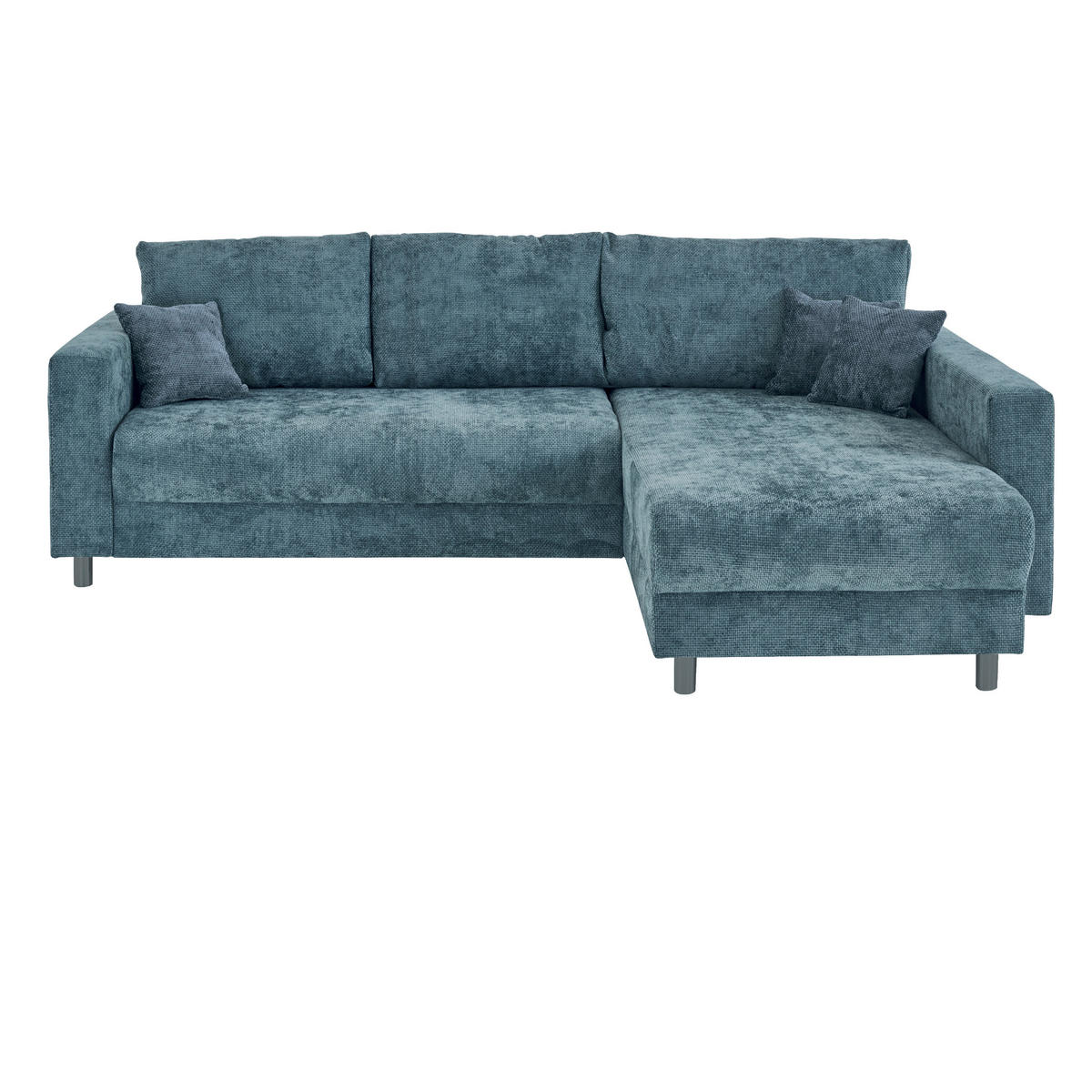 Ecksofa mit Bettfunktion und Bettkasten dunkelblau Microfaser B/H/T: ca. 252x89x195 cm Sea_153-8183_2F+BK/li-Ot/re_Ecksofa - Chrom/dunkelblau (252,00/89,00/195,00cm)