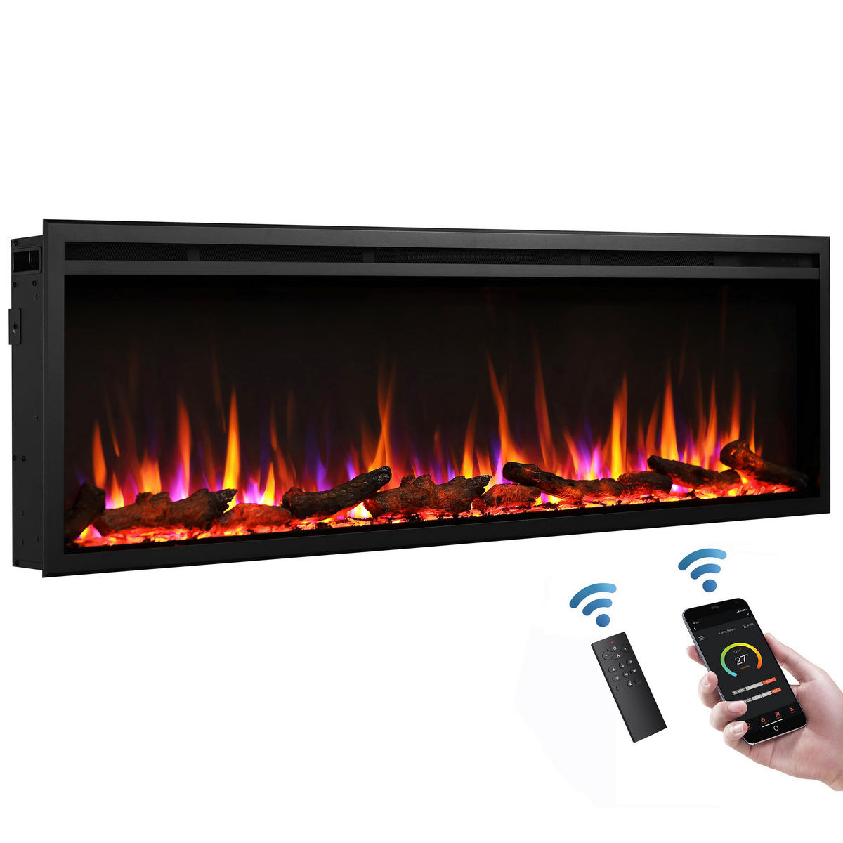 Balderia Elektrischer-Kamin Atlanta EF288B schwarz B/H/L: ca. 14,7x48x152,4 cm Elektro-Kamin Atalanta 60" - schwarz (152,40/14,70/48,00cm) - Balderia
