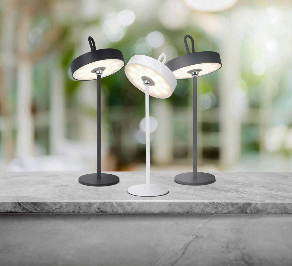 Näve Leuchten LED-Tischleuchte grau Kunststoff Metall B/H/T/D: ca. 12,5x35x12,5x12,5 cm ELLA - grau (12,50/35,00/12,50cm) - Näve Leuchten