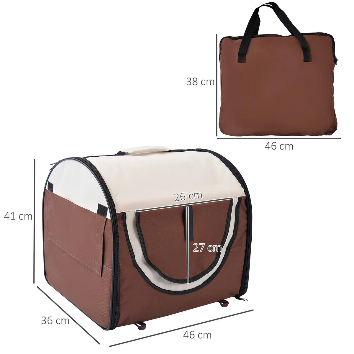 PawHut Hundetransportbox creme Polyester B/H/L: ca. 36x41x46 cm Hundetransportbox - braun/creme (46,00/36,00/41,00cm) - PawHut