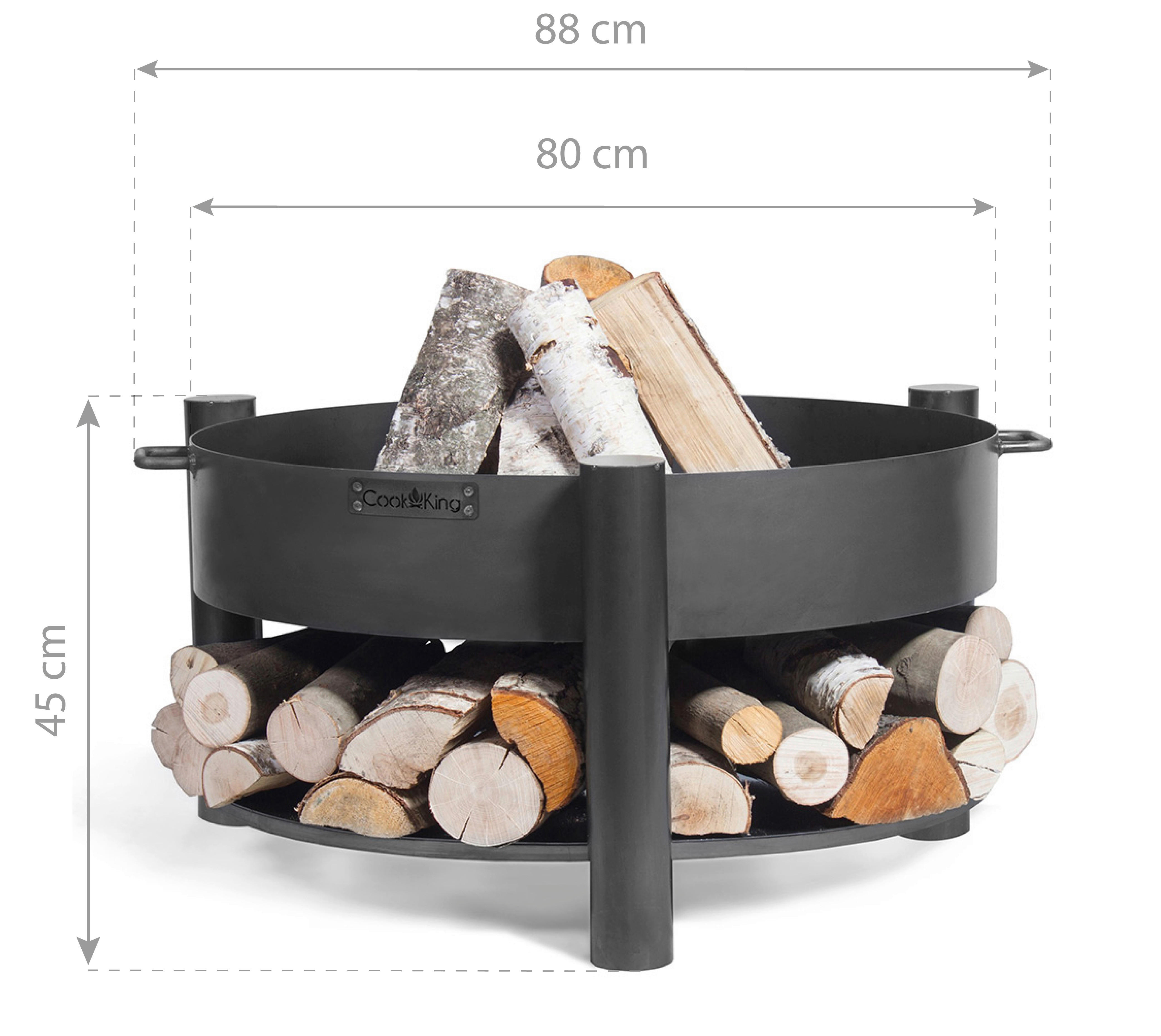 CookKing Feuerschale Montana 80 schwarz Stahl B/H/T: ca. 88x45x88 cm Montana 80 - schwarz (88,00/45,00/88,00cm) - CookKing