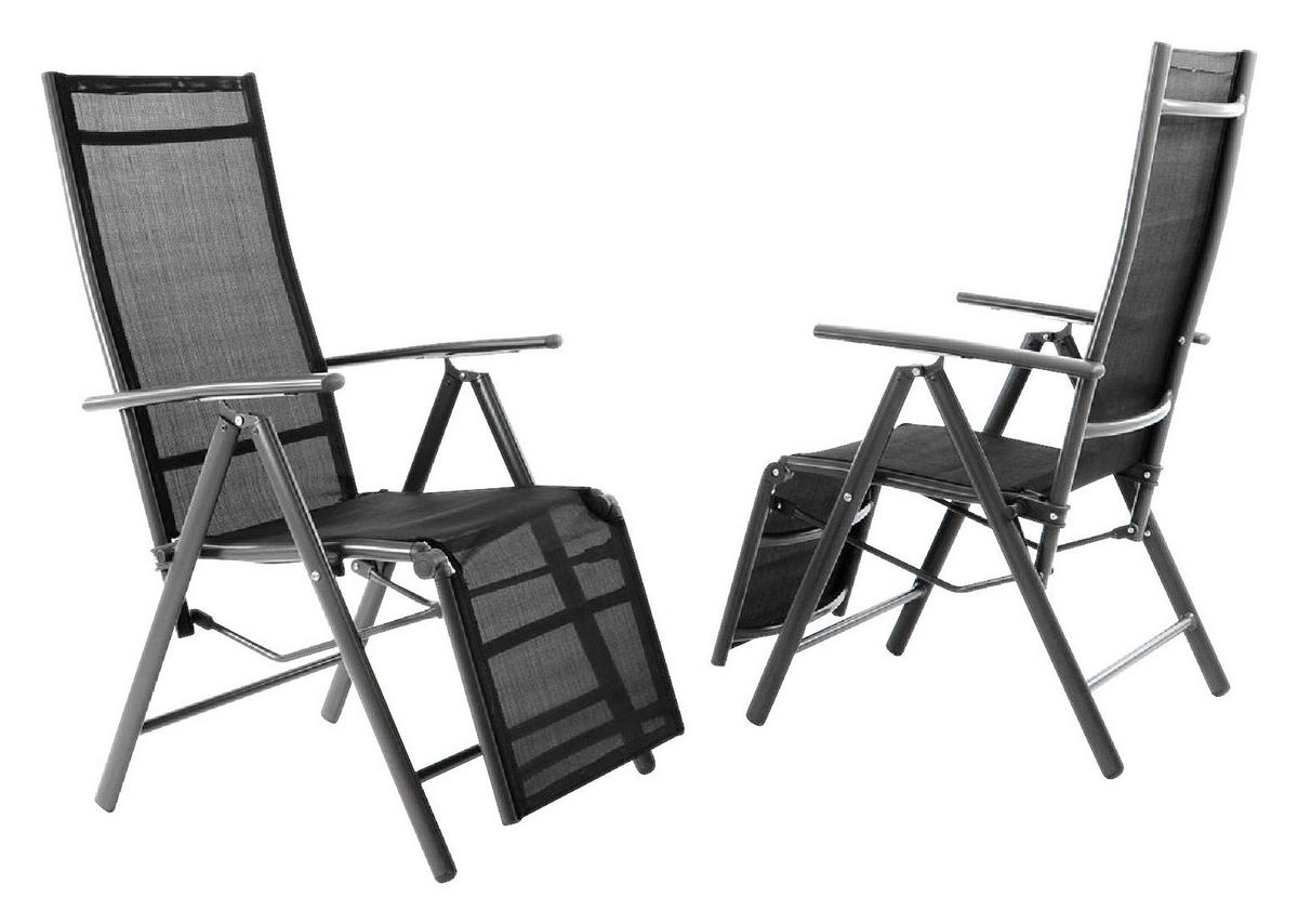 VCM Klappstuhl-Set schwarz Textilene B/H/T: ca. 55x112x60 cm Klappstuhlset - schwarz (55,00/112,00/60,00cm) - VCM