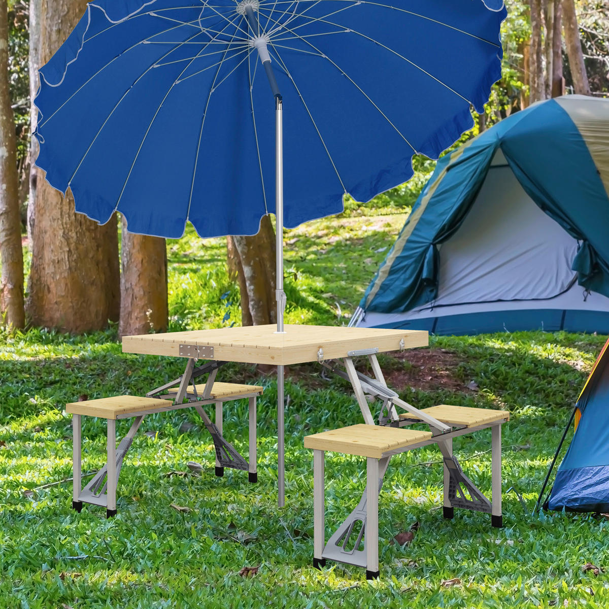 Outsunny Campingartikel B/H/L: ca. 72,5x86x67 cm Campingtisch - natur (67,00/72,50/86,00cm) - Outsunny
