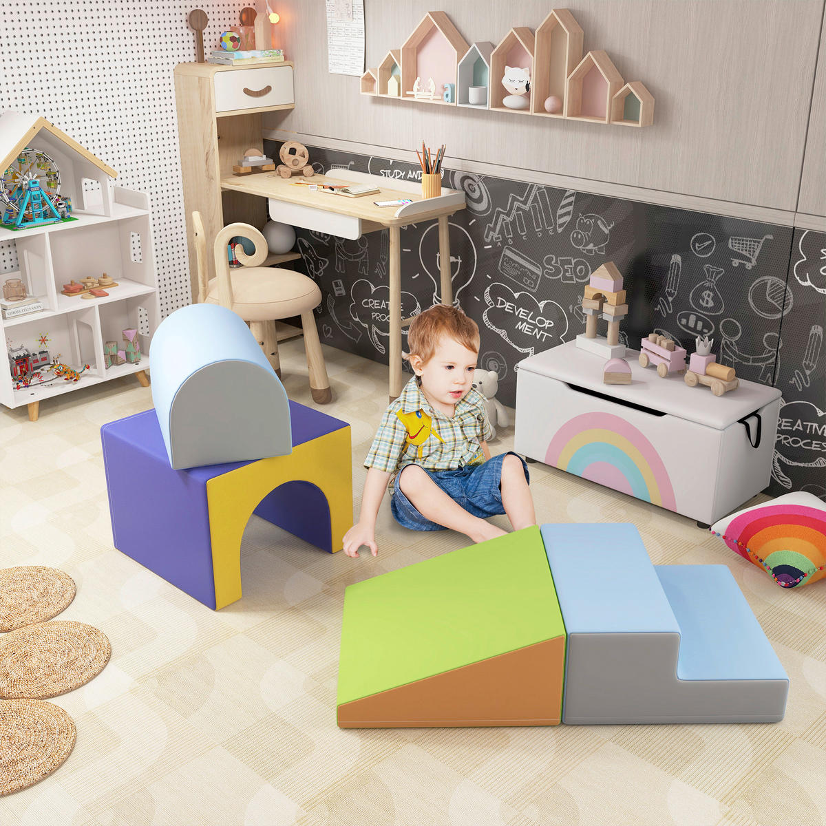 HOMCOM Bausteinset B/H/L: ca. 50x39x150 cm Bausteinset - multicolor (150,00/50,00/39,00cm) - HOMCOM