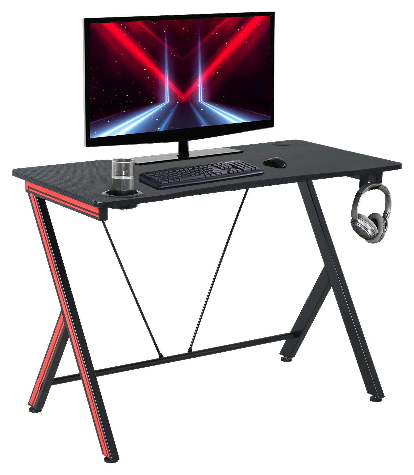 Gaming-Schreibtisch 836-206V01 schwarz B/H/T: ca. 105x75x55 cm 836-206V01 - schwarz (105,00/75,00/55,00cm) - HOMCOM