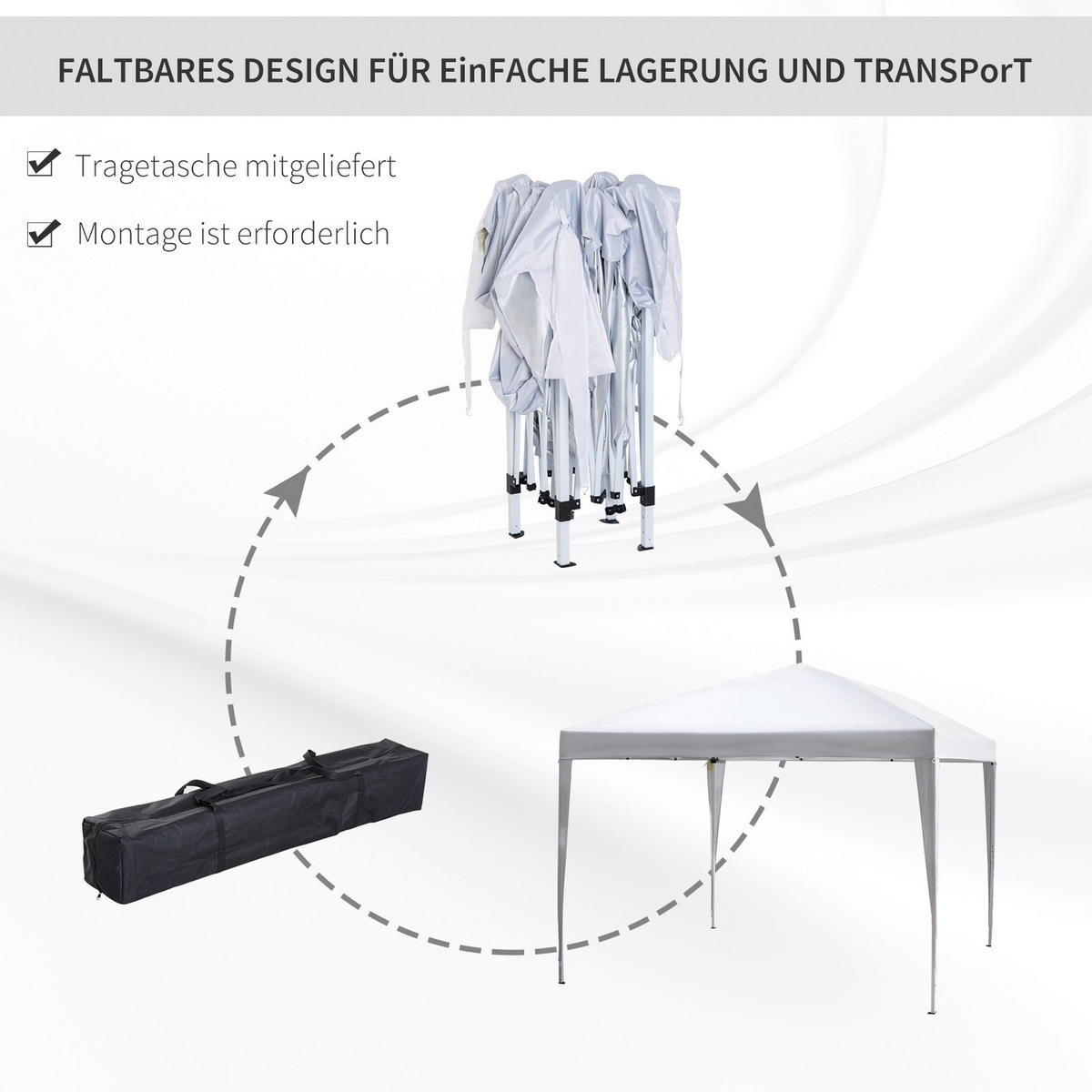 Outsunny Faltpavillon weiß Stoff B/H/L: ca. 295x255x295 cm Faltpavillon - weiß (295,00/295,00/255,00cm) - Outsunny