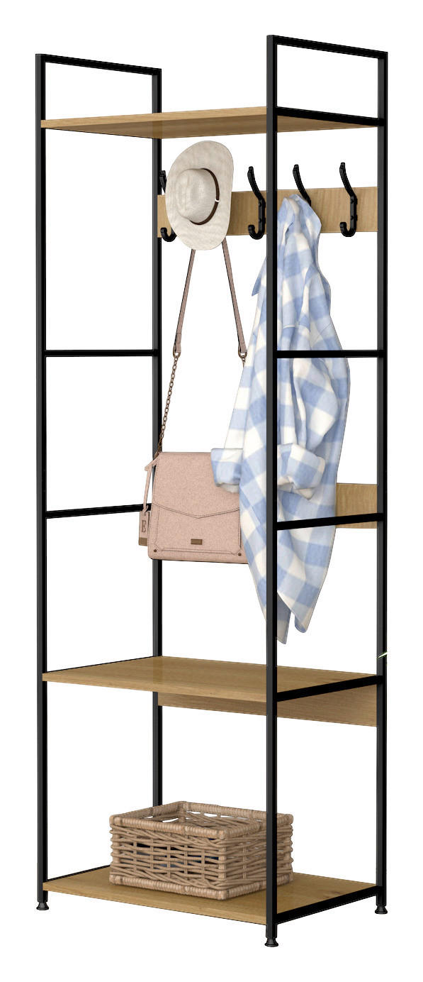 Garderobe Nico Eiche Artisan Nachbildung schwarz B/H/T: ca. 60x175x40 cm Nico - Eiche/schwarz (60,00/175,00/40,00cm)