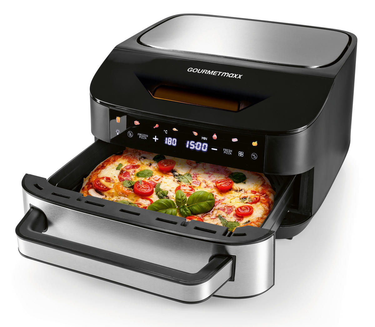 GOURMETmaxx Heißluftfritteuse Heißluftfritteuse - schwarz/silber (32,50/41,00/24,00cm) - GOURMETmaxx