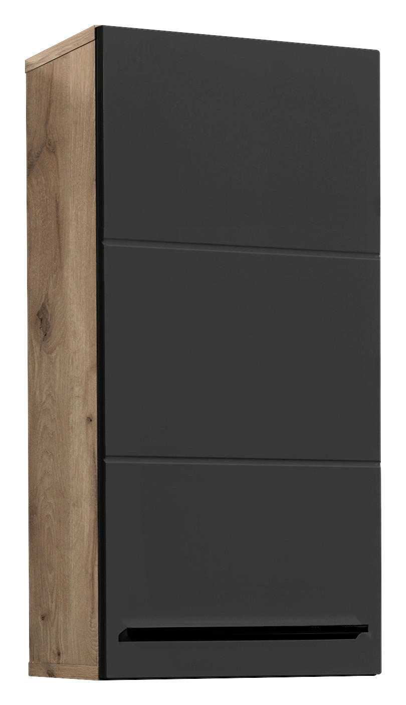 Hängeschrank Vista Oak Eiche Viking Nachbildung schwarz matt B/H/T: ca. 34x70x23 cm Vista - schwarz/Oak (34,00/70,00/23,00cm)