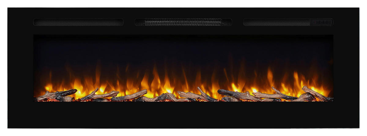 Balderia Einbaukamin Fiamma 60" schwarz Metall B/H/T: ca. 153x14,5x51,5 cm ca. 2000 W Elekt.-Kamin Fiamma 60" EF174D - schwarz (153,00/14,50/51,50cm) - Balderia