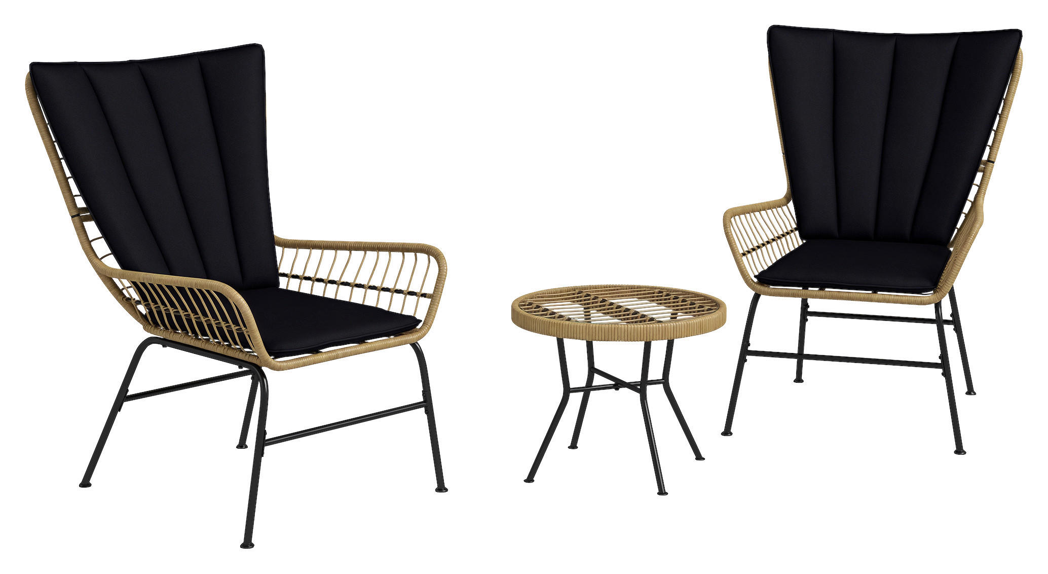 Outsunny Bistro-Set schwarz Polyrattan B/H/L: ca. 68x95x78 cm Bistro-Set - schwarz (78,00/68,00/95,00cm) - Outsunny