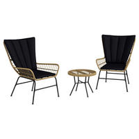 Outsunny Bistro-Set schwarz Polyrattan B/H/L: ca. 68x95x78 cm Bistro-Set - schwarz (78,00/68,00/95,00cm) - Outsunny