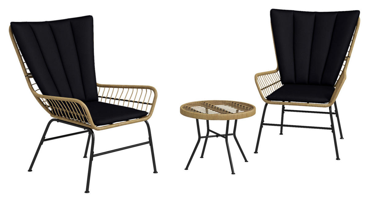 Outsunny Bistro-Set schwarz Polyrattan B/H/L: ca. 68x95x78 cm Bistro-Set - schwarz (78,00/68,00/95,00cm) - Outsunny