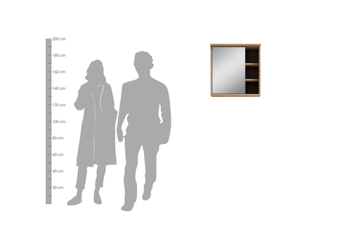 Spiegelschrank WELLNESS Eiche Artisan Nachbildung B/H/T: ca. 60x61x28 cm WELLNESS - Eiche (60,00/61,00/28,00cm) - byLIVING