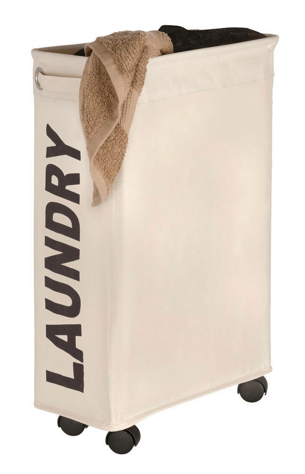 Wäschekorb beige braun Kunststoff Wäschesammler_Corno beige - beige/braun (40,00/19,00/60,00cm) - WENKO