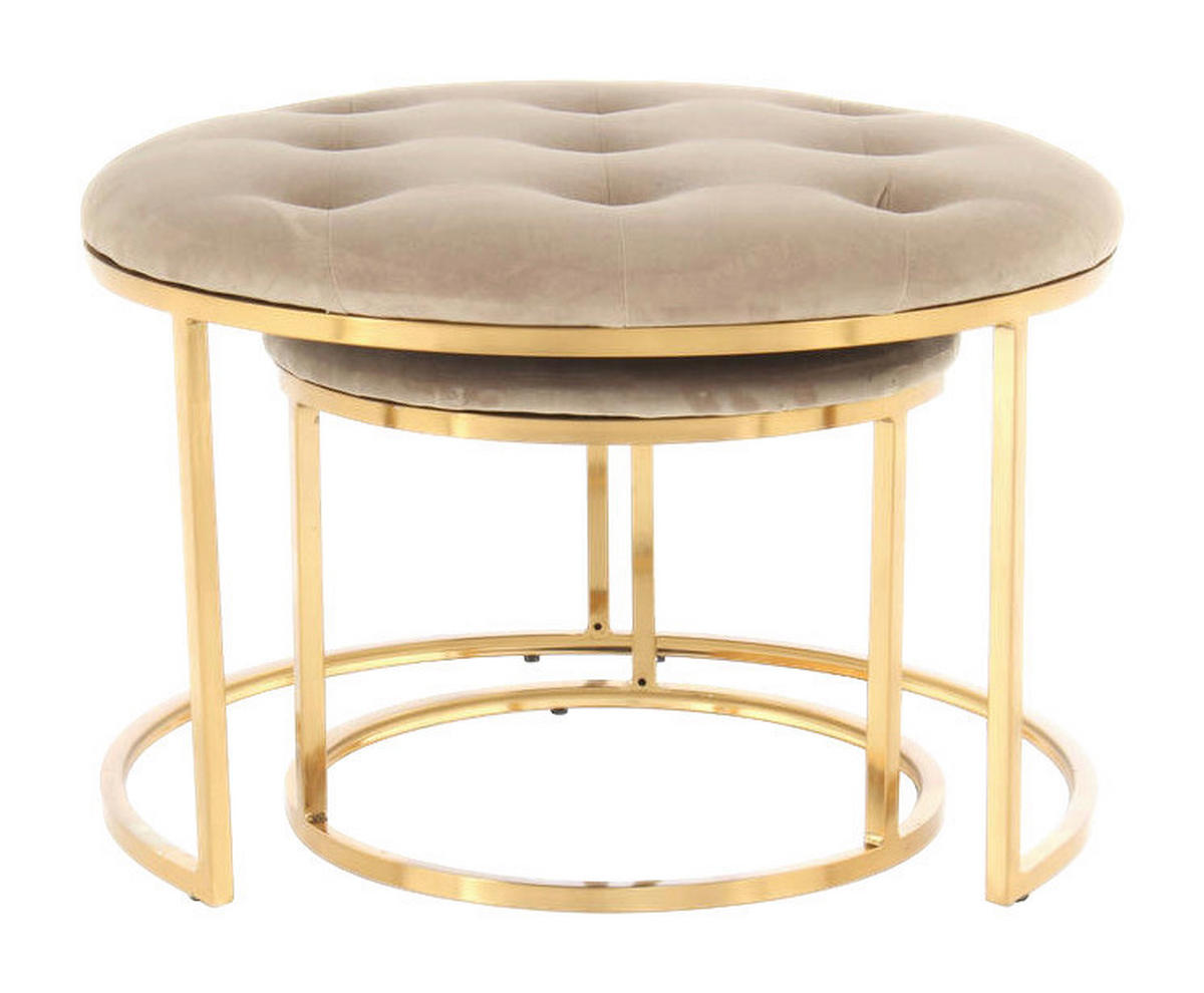 360 Living Hocker Myla 100 2er-Set taupe gold Samt Metall H/D: ca. 41x60 cm Myla 100 2er-Set - gold/taupe (60,00/41,00cm) - 360 Living